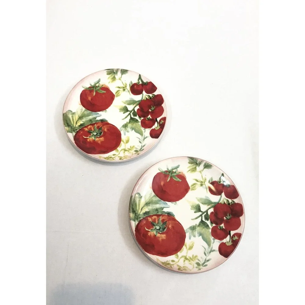 Beautiful 2 Magenta Plates Tomato motif 5